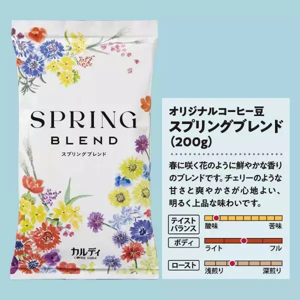 「カルディコーヒーファーム 2023“春のキャニスター缶セット”3月17日発売、“春らしさ満開”お花畑デザイン缶に焙煎珈琲「スプリングブレンド」」の画像