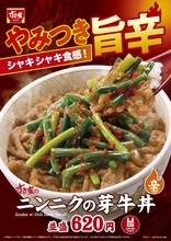 すき家「ニンニクの芽牛丼」7月2日発売、旨辛な味わい&シャキシャキ食感の夏限定メニュー、フライドニンニクやガーリックフレークの追加トッピングも