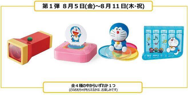ハッピーセット「ドラえもん わくわくじゆう研究」8月5日発売へ、ビッグライト・スモールライトほか“論理性を楽しく考えること”などテーマに展開/マクドナルド