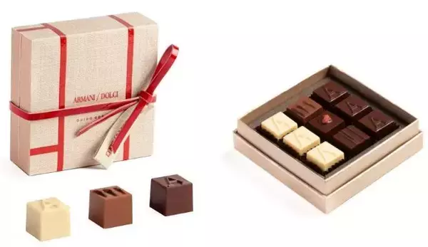 「アルマーニ/ドルチ バレンタイン＆ホワイトデーコレクション2023国内販売、ブリキ缶のボックス4種類、限定チョコレートプラリネ入り」の画像