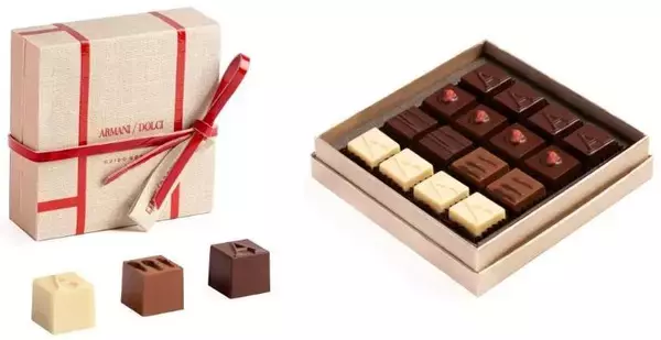 「アルマーニ/ドルチ バレンタイン＆ホワイトデーコレクション2023国内販売、ブリキ缶のボックス4種類、限定チョコレートプラリネ入り」の画像