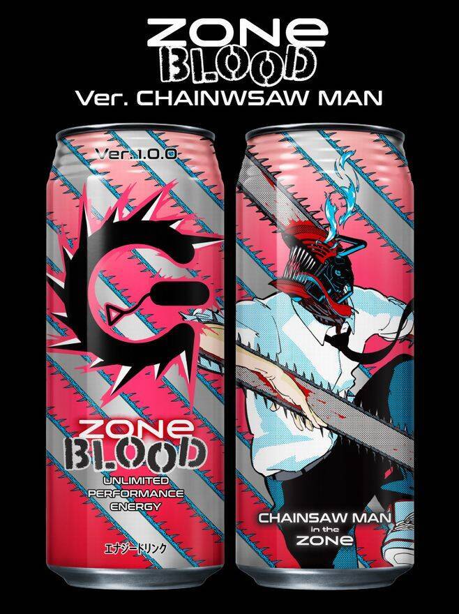 チェンソーマン「ゾーン ブラッド」発売、血のように赤いエナジードリンク、血の魔人「パワー」などデザイン/ZONe BLOOD