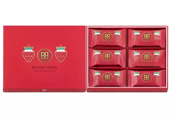 バター×苺の春限定サンド発売、2種のホイップショコラをさくさく食感のバターサブレでサンド【バターステイツ by銀のぶどう】