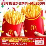 「「マックフライポテト」M･Lサイズが250円に、3月18日からキャンペーン開催、期間限定で最大130円値引き/マクドナルド」の画像3