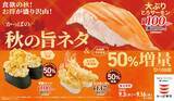 「【かっぱ寿司】「お値段そのまま50％増量祭り」開催、「大ぶりとろサーモン」1貫110円から」の画像2