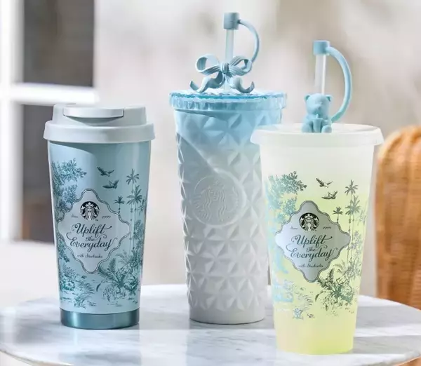 「【スタバ】新作タンブラー・ボトル発売　ブルーやピンクの春色デザイン」の画像