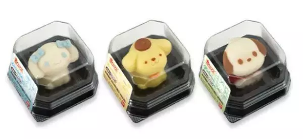 「ローソン限定「食べマス サンリオキャラクターズ2022」発売、“おめかしリボン”のポムポムプリン・シナモロール・ポチャッコ和菓子/バンダイ」の画像