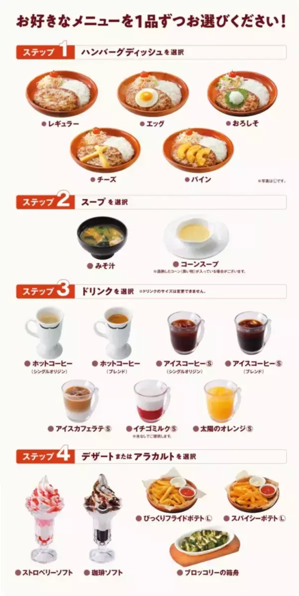 「人気メニュー「ドンキー満喫セット」が今年も登場、ハンバーグ･デザートなど自分好みに組み合わせ【びっくりドンキー】」の画像