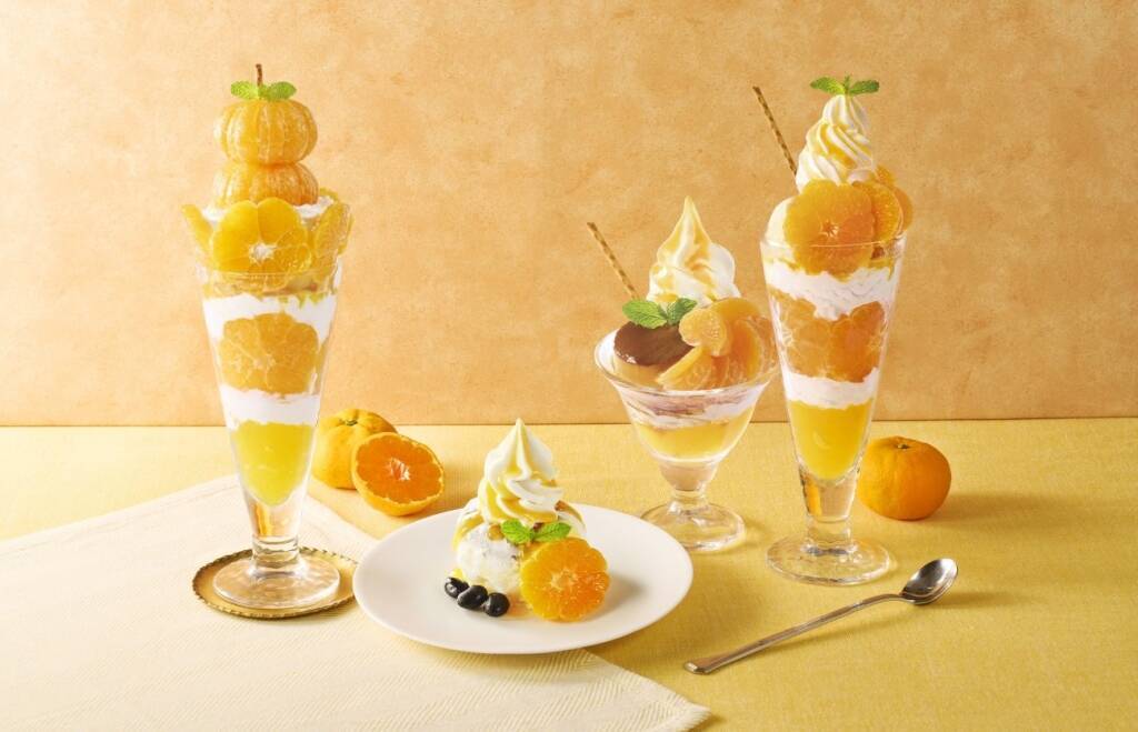 ジョナサン、“幸福度が高い”と反響の「季節のパフェ」など「早生みかんスイーツ」が再登場/新作含め全5品、10月23日から販売