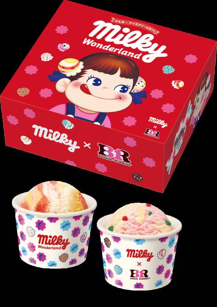 【不二家×サーティワン】75周年「ミルキー」とコラボ　ミルキー風味のアイスやコラボアイスを表現した菓子など、9月1日から