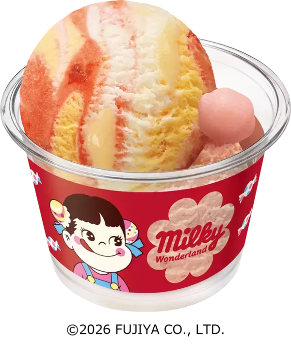 「【不二家×サーティワン】75周年「ミルキー」とコラボ　ミルキー風味のアイスやコラボアイスを表現した菓子など、9月1日から」の画像