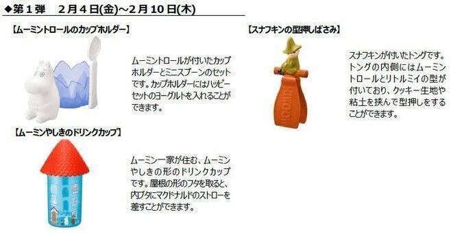 ハッピーセット「ムーミン」発売、スナフキンのトング・リトルミイのはかりなど6種類、週末プレゼントも/日本マクドナルド
