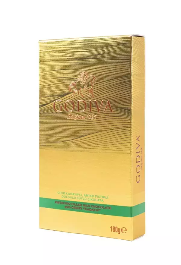 「ゴディバのドバイチョコが期間･数量限定で販売開始「ミルクチョコレートタブレット ピスタチオ&クリスピーカダイフ」」の画像