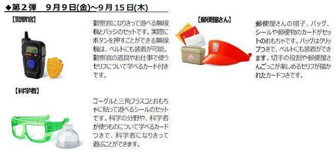 ハッピーセット“なりきり!プロキット”2022、お医者さん・警察官など仕事ごっこおもちゃ、週末プレゼント「はたらくのりものシール」配布も/マクドナルド