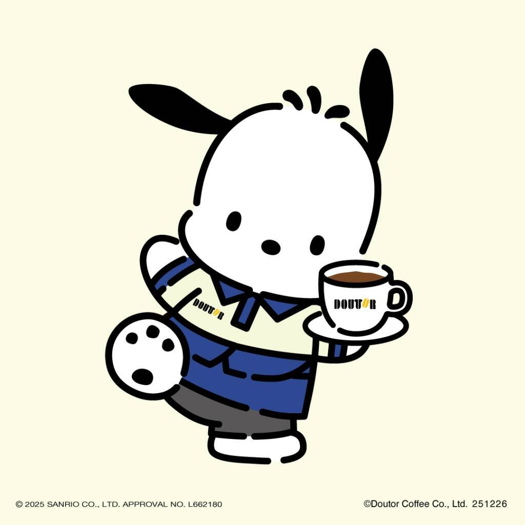 【ドトール×ポチャッコ】「福袋2026」10月24日より予約開始/オリジナルバッグ、ぬいぐるみ、チャーム、トートバッグ、巾着など