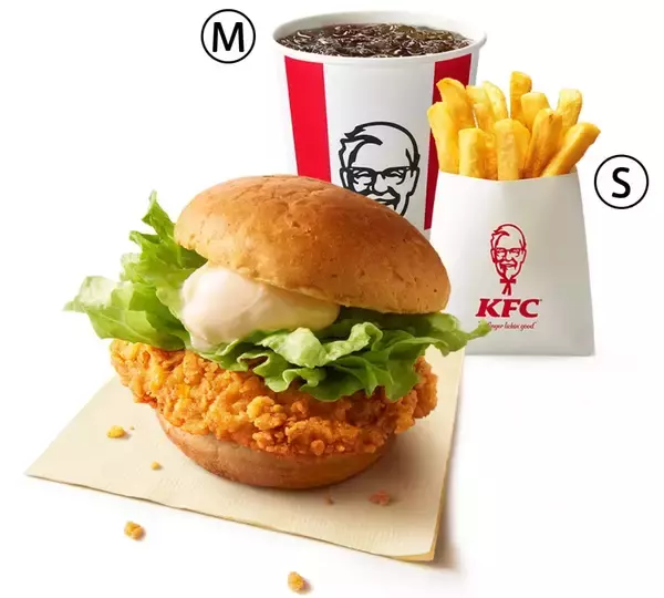 KFC、260円引き「チキンフィレバーガーセット590円」キャンペーン、5月8日から28日まで、11種のハーブ&スパイスを使った1枚肉にオリーブオイル入りマヨソース/ケンタッキーフライドチキン