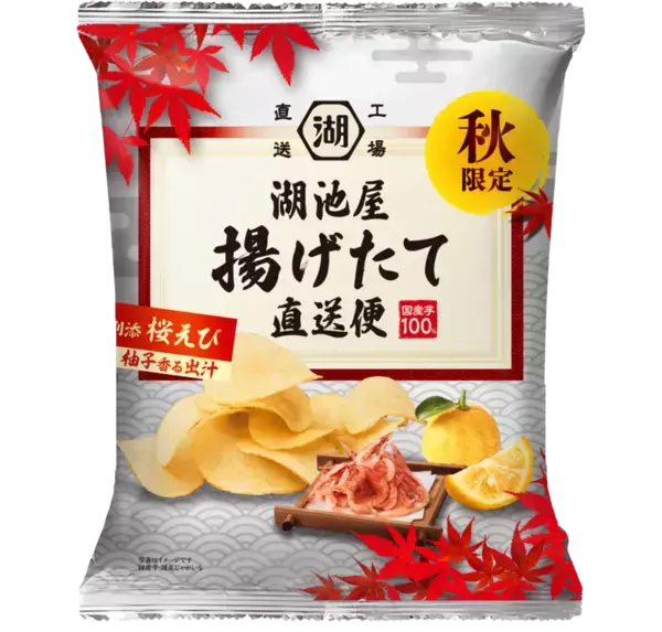 「湖池屋、オンラインショップ限定「湖池屋揚げたて直送便」から「秋の揚げたて直送便 柚子香る出汁」期間限定で販売/累計900万食を突破した人気シリーズ」の画像