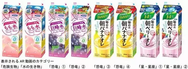 「リアルなサメが「もも水」から飛び出す! 「学研図鑑LIVE」とエルビー「さわやか果物」「毎日の朝」がコラボ、パッケージでAR動画」の画像