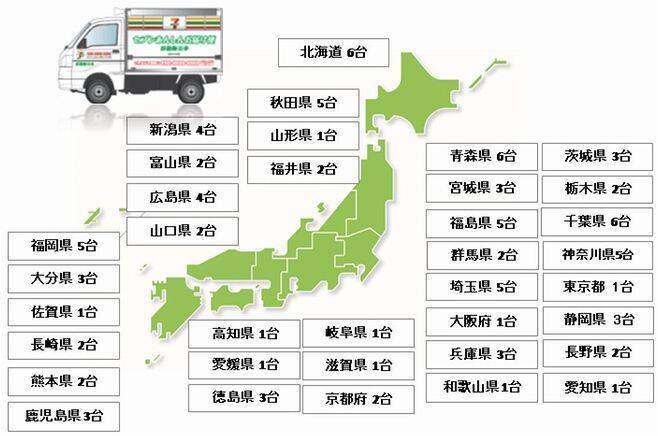 セブン-イレブンの移動販売「セブンあんしんお届け便」が100台突破、1道1都2府32県で展開