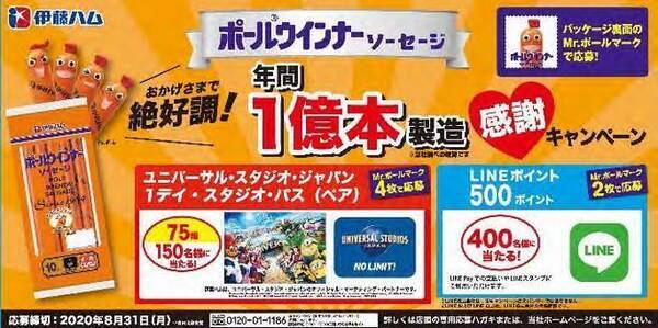 伊藤ハム ポールウインナー 年間1億本製造感謝キャンペーン Usjパスなどプレゼント 年6月23日 エキサイトニュース