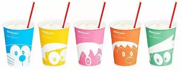 「マクドナルド×ドラえもん「マックシェイク ヨーグル“ド”」発売、レモン果汁入りヨーグルト風味、カップはドラえもん・のび太たちの顔デザイン」の画像