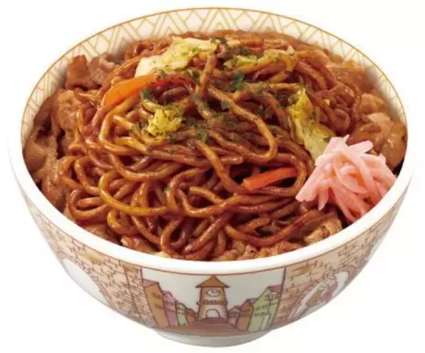 すき家「やきそば牛丼」復活で野原ひろし＆しんのすけ“大興奮”、クレヨンしんちゃん「花の天カス学園」公開記念、「やきそば牛丼オムカレーMIX」「お子様牛オムそば」も発売