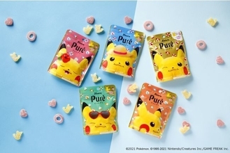 ピカチュウピュレグミ第4弾「でんげきトロピカ味パイルのみ風」発売、パインソーダに南国フルーツアクセント、グミはピカチュウ・うきわ・ハート型/カンロ