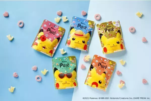 ピカチュウピュレグミ第4弾「でんげきトロピカ味パイルのみ風」発売、パインソーダに南国フルーツアクセント、グミはピカチュウ・うきわ・ハート型/カンロ
