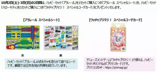 「ハッピーセット「プラレール」「ハローキティ」登場、新幹線やトンネルと生活雑貨やレターツールのおもちゃ/マクドナルド」の画像