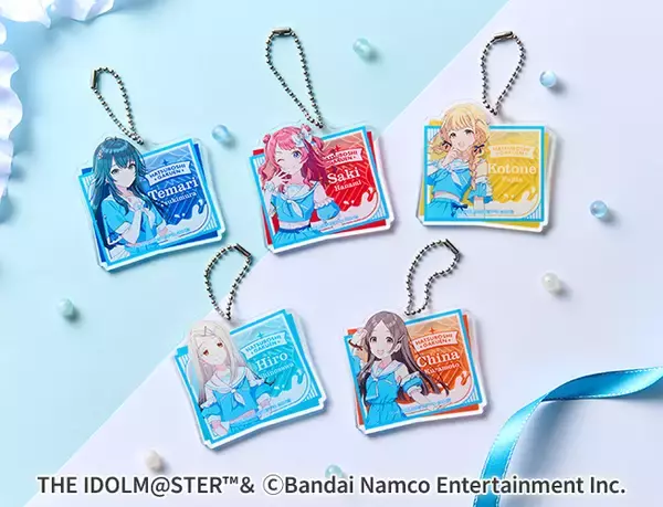 「ローソン「学園アイドルマスター」ステッカー先着プレゼント、咲季･手毬･ことね･千奈･広の全5種類、アクリルスタンド･缶バッジなどグッズ販売も」の画像