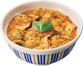 【なか卯】3種のきのこと魚介の旨みをガーリックが引き立てる「きのこ親子丼」発売