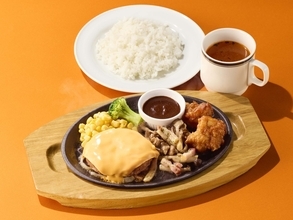 【ココス】唐揚げ×チーズハンバーグ×きのことベーコンのソテーを合わせた鉄板メニューなど『冬のランチメニュー』開始