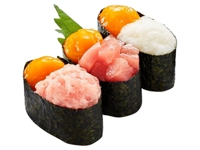 『かっぱでお月見』シリーズに「秋の月見三昧」新登場、ねぎとろ･みなみ鮪とろぶつ･とろろの3種を卵黄で「お月見」に見立てた