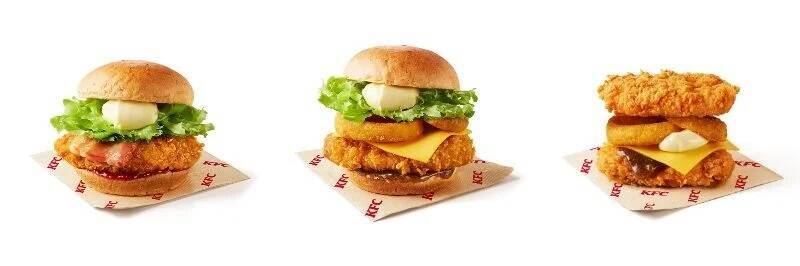 KFC「ザ･アメリカンバーガーズ」5月29日発売、バンズの代わりオリジナルチキンでオニオンリングを挟んだ「凄肉」も用意、ポテト、スイーツ、ドリンクでも新商品展開/日本ケンタッキー･フライド･チキン
