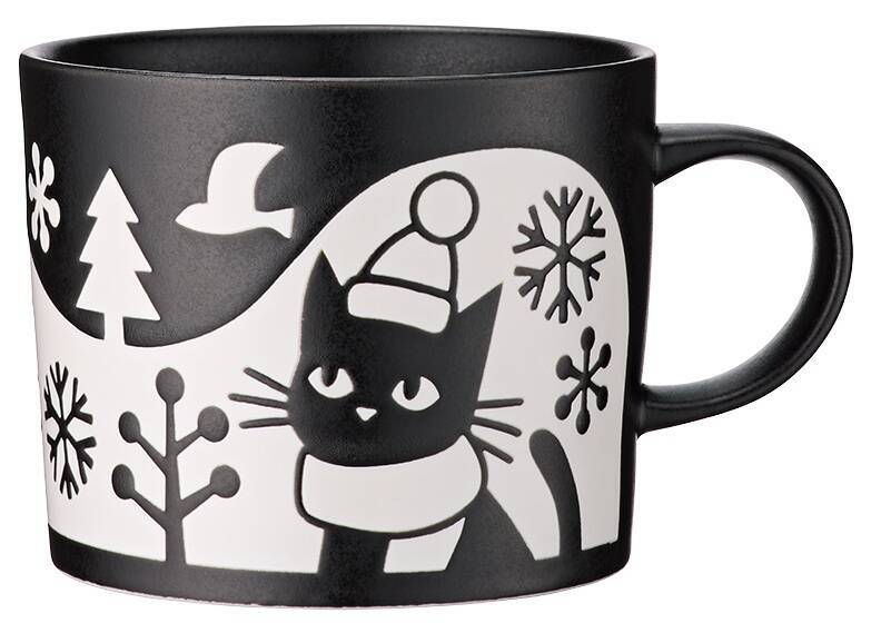 「カフェ･ベローチェ」の福袋、黒ねこデザインの美濃焼マグカップ&小皿、フードメニュー引換券などセットに