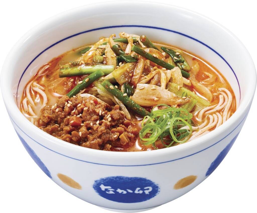 【なか卯】「たっぷり野菜の担々うどん」発売 / 5種の野菜をのせたゴマ香る旨辛な一杯