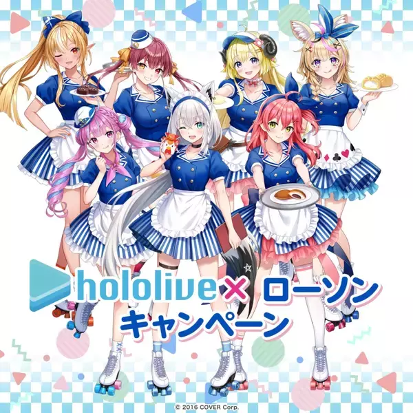 「ホロライブ ローソンキャンペーン配布グッズはアートパネル・ポスター・クリアファイル、湊あくあ・さくらみこ・白上フブキら7人登場」の画像