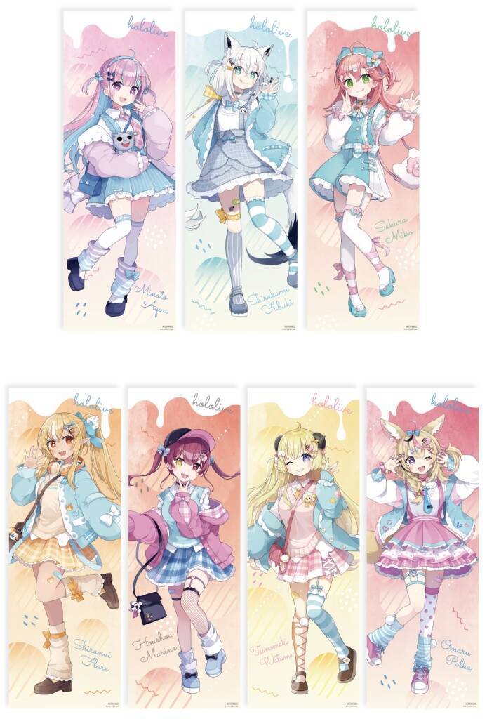 ホロライブ ローソンキャンペーン配布グッズはアートパネル・ポスター・クリアファイル、湊あくあ・さくらみこ・白上フブキら7人登場