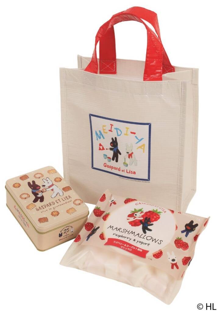 【明治屋×リサとガスパール】オリジナルクッキー缶やショッパーバッグ、マシュマロを数量限定で発売