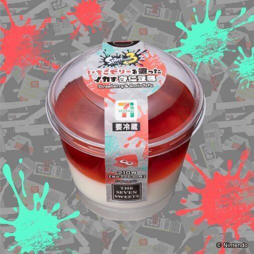 セブンイレブン“スプラトゥーン3”コラボメニュー、「リンゴとマスカットのナワバリバトルゼリー」「いちごゼリーを塗ったイカす杏仁豆腐」「アゲアゲ イカメンチカツバーガー」など6品発売