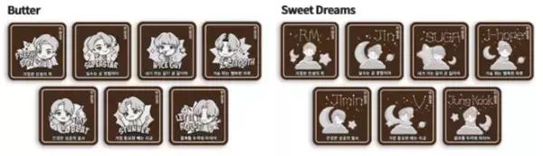 「BTS「TinyTAN(タイニータン)アクリルマグネット付チョコレート」Butter・Sweet Dreams発売、2023バレンタイン特別価格、“希望と勇気のメッセージ”7人×各20種類を展開/ハネスト」の画像