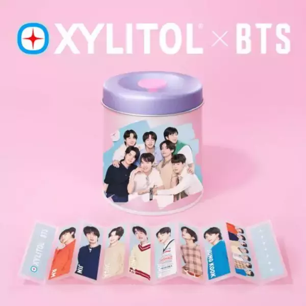 キシリトール×BTS「プレミアム缶〈スマイルソーダ〉」12月20日発売へ、缶体デザイン4種類、板ガム個包装10種類/ロッテ