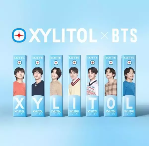 「キシリトール×BTS「プレミアム缶〈スマイルソーダ〉」12月20日発売へ、缶体デザイン4種類、板ガム個包装10種類/ロッテ」の画像