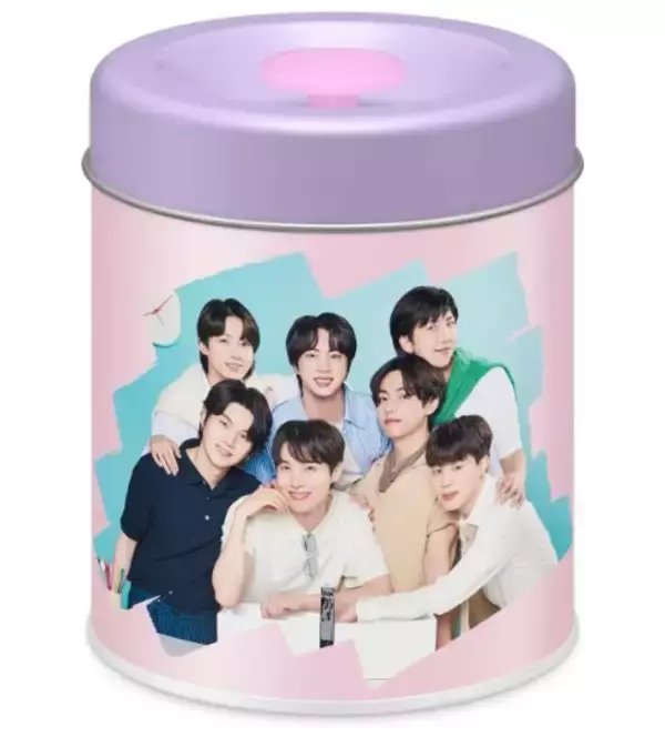 「キシリトール×BTS「プレミアム缶〈スマイルソーダ〉」12月20日発売へ、缶体デザイン4種類、板ガム個包装10種類/ロッテ」の画像