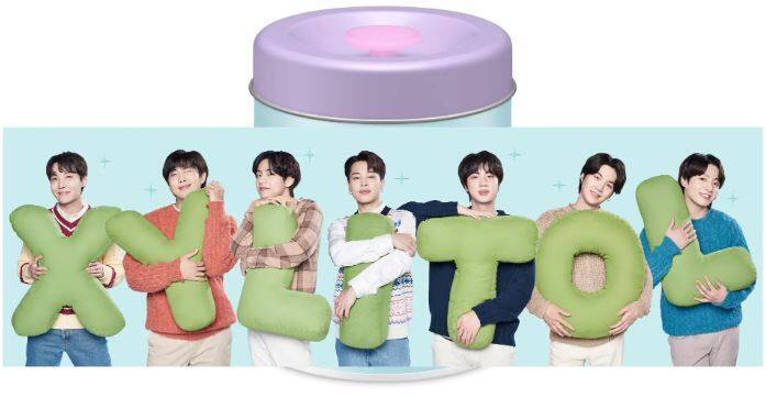 キシリトール×BTS「プレミアム缶〈スマイルソーダ〉」12月20日発売へ、缶体デザイン4種類、板ガム個包装10種類/ロッテ