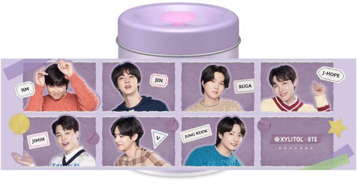 キシリトール×BTS「プレミアム缶〈スマイルソーダ〉」12月20日発売へ、缶体デザイン4種類、板ガム個包装10種類/ロッテ