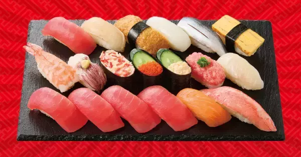 【期間限定】寿司19貫･税込1,274円、『超得バリュー盛フェア』/ 4種を販売【小僧寿し】