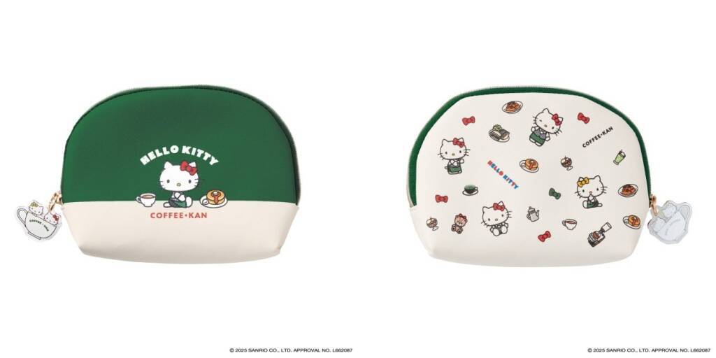 【珈琲館の福袋】ハローキティと初コラボ、ボア巾着バッグ･ポーチ･商品引換券などをセットに