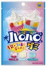 ミニストップ「ハロハログミ」5月14日発売、1袋に「ソフトクリーム味」「ラムネ味」「巨峰味」の3種類、ソフトな食感のグミ
