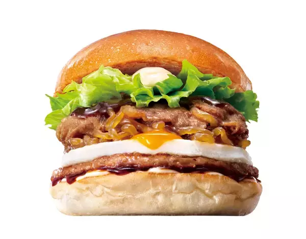 【ロッテリア】「とろたま牛すき焼きバーガー」発売　パティ2倍の「倍盛り」も登場